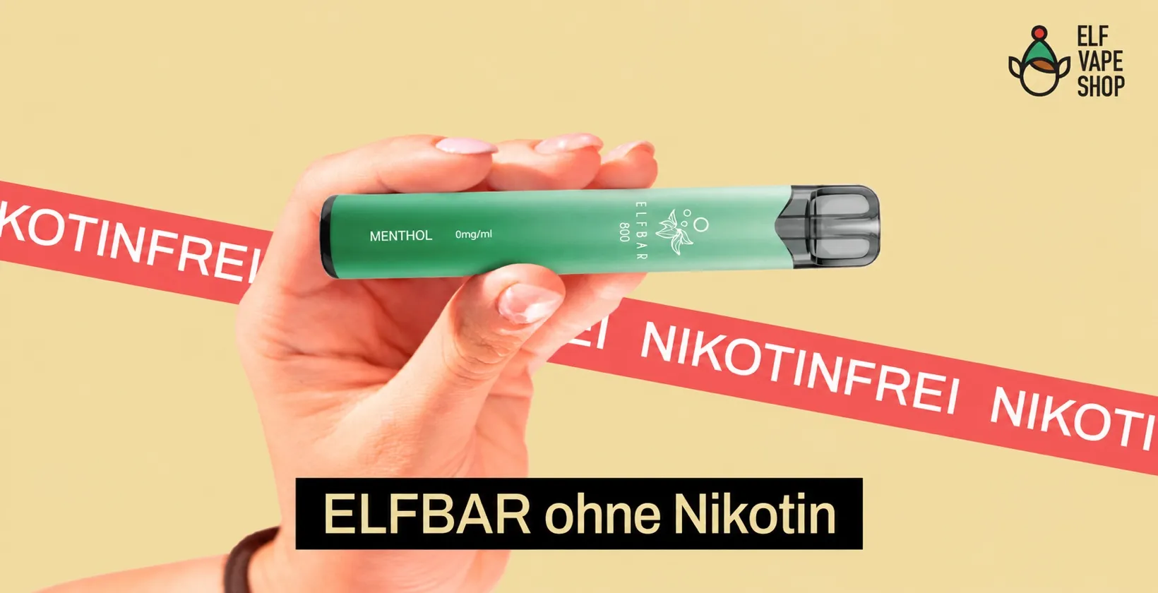 ELFBAR 800 Nikotinfrei in der Hand mit Nikotinfrei-Band