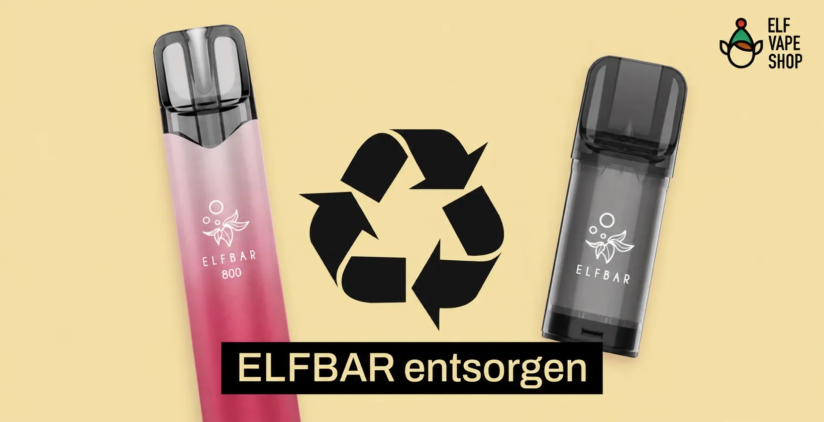 ELFBAR 800 und ELFA Pod mit Recycling-Symbol